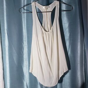 Iris Basic Women's Dressy Tank Top Ivory Back Ruffle Detail Size M